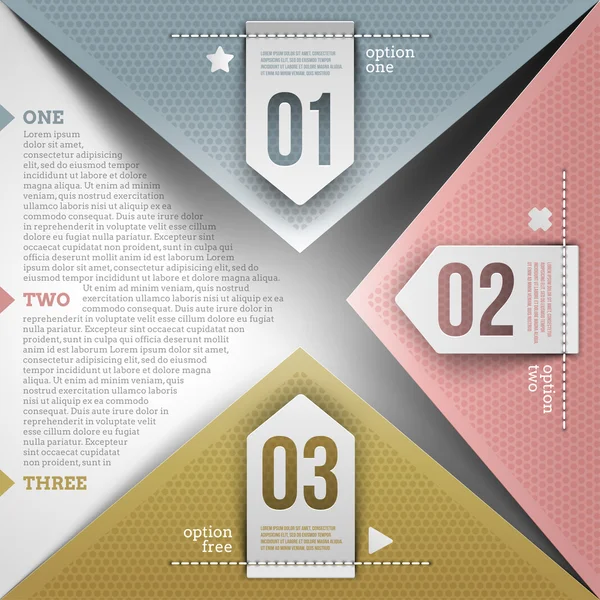 Abstrakt infographic design med papper numrerade element — Stock vektor