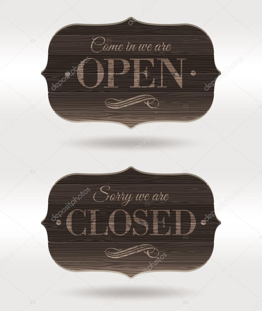 Retro wooden signs - Open and Closed