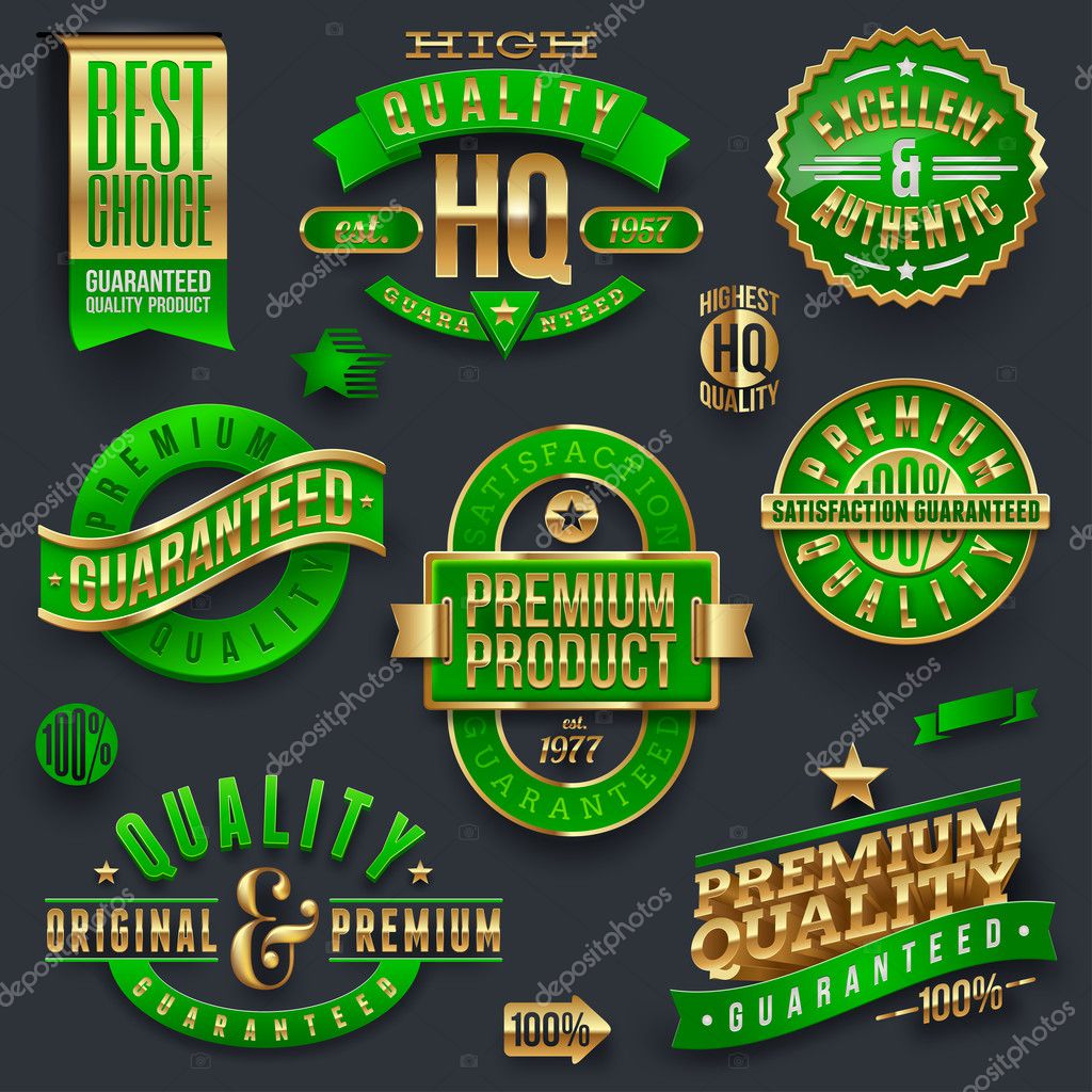 Premium quality and guaranteed - vector signs, emblems and labels.
