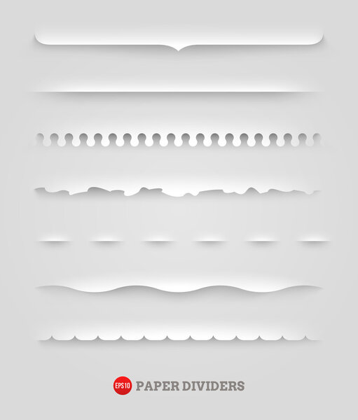 Векторный набор бумажных декоративных делителей
