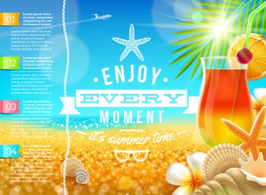 Vacation, travel and summer holidays vector design clipart