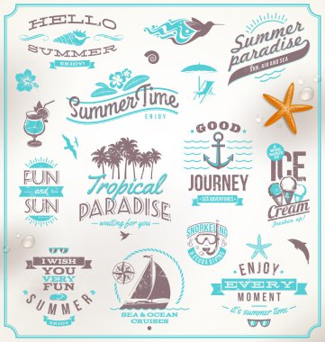 Vector set of travel and vacation emblems and symbols