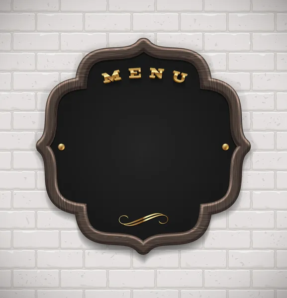 菜单在木框上白色的砖墙-矢量图的黑板 — 图库矢量图片