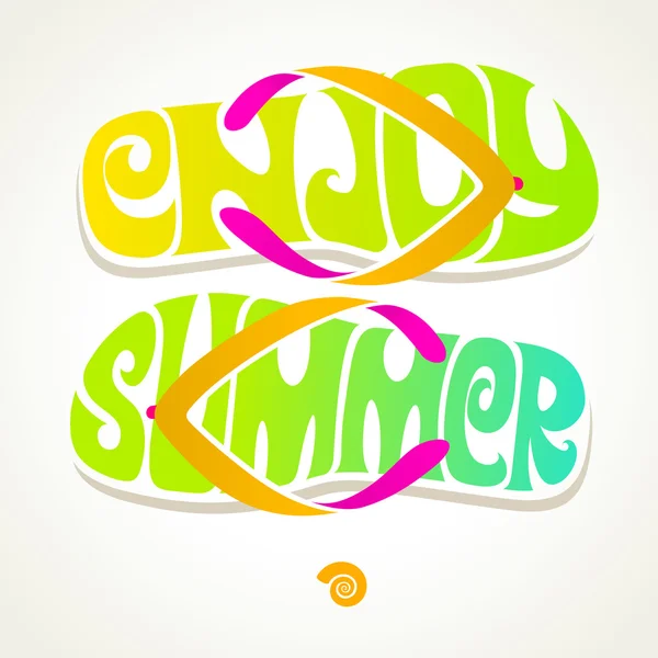 Flip-flop avec salutation estivale - illustration vectorielle — Image vectorielle