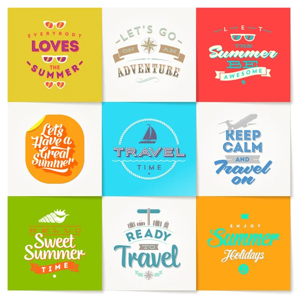 Vector set of travel and vacation type emblems and symbols — Stock Vector