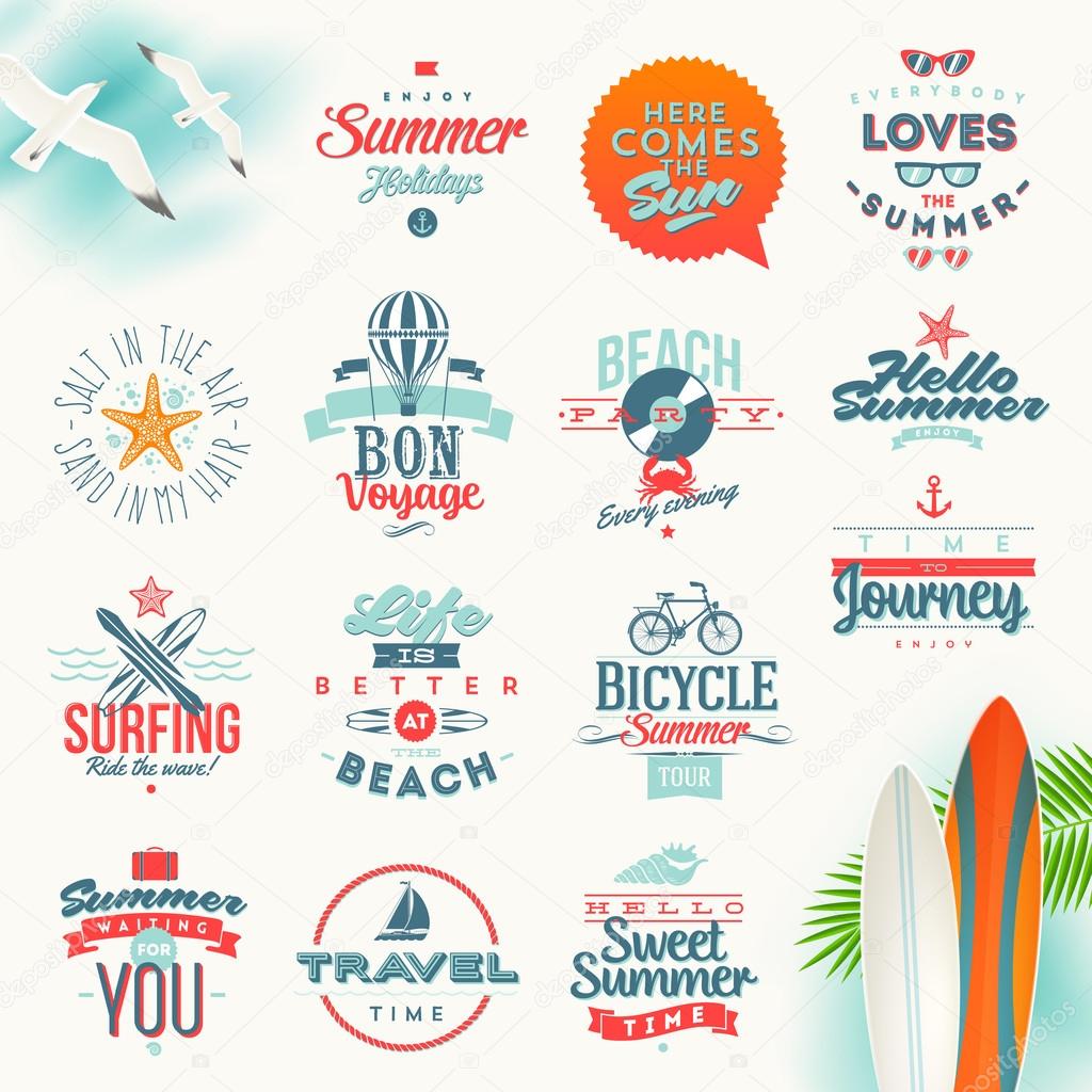 Vector set of travel and summer vacation type design