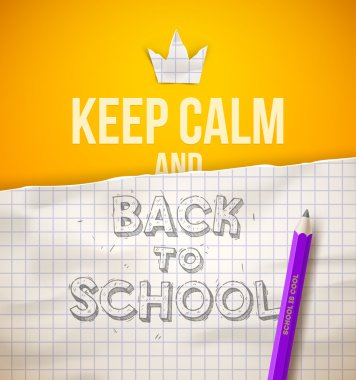Keep calm and Back to school - vector illustration with hand drawn sketch clipart