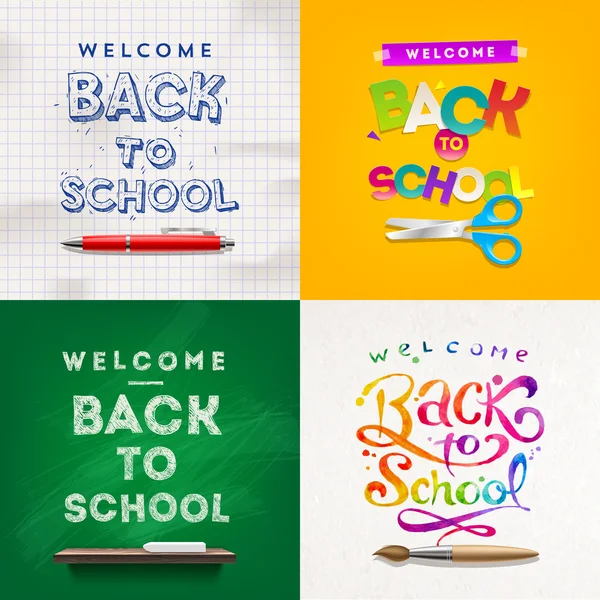 Back to school - set of vector different style vector backgrounds — Stock Vector