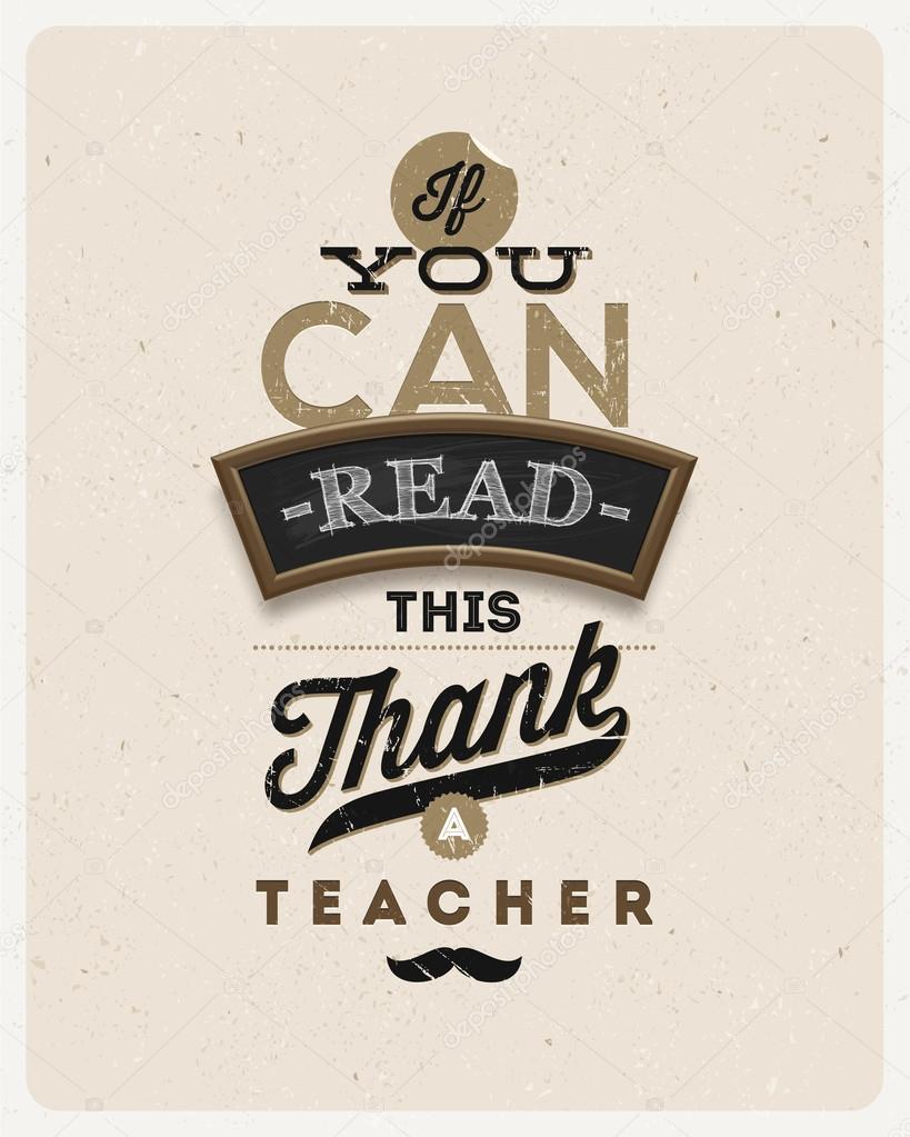 Typographical vintage vector design - Quote about a teacher