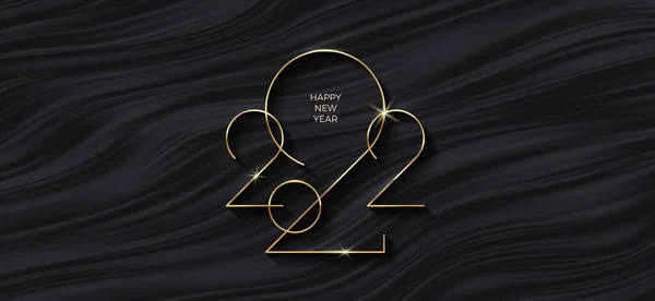 Logo 2022 Año Nuevo Sobre Las Ondas Negras Abstracto Ondas — Vector de stock
