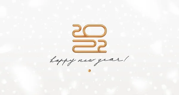2022年新年金色标志 白色背景的雪片上有书法节日问候 邀请函 日历等的设计 — 图库矢量图片
