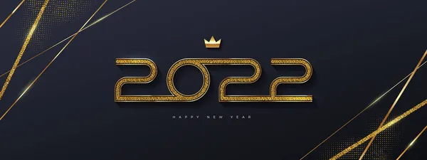 Logo Noworoczne 2022 Wzór Powitalny Złotą Liczbą Lat Projekt Karty — Wektor stockowy
