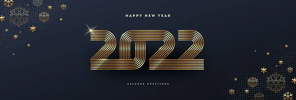 Logo Noworoczne 2022 Powitalny Design Złotą Liczbą Lat Płatkami Śniegu — Wektor stockowy