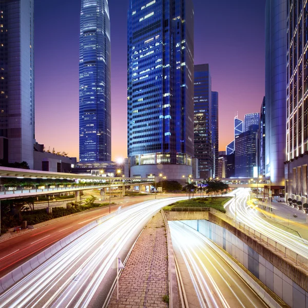 Hongkong stadsgezicht bij zonsondergang — Stockfoto