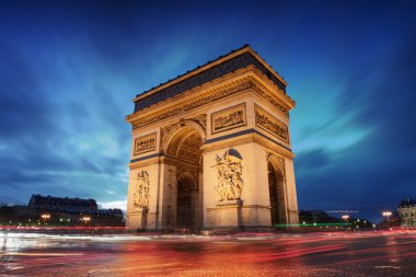 Arc de triomphe Paris city at sunset clipart