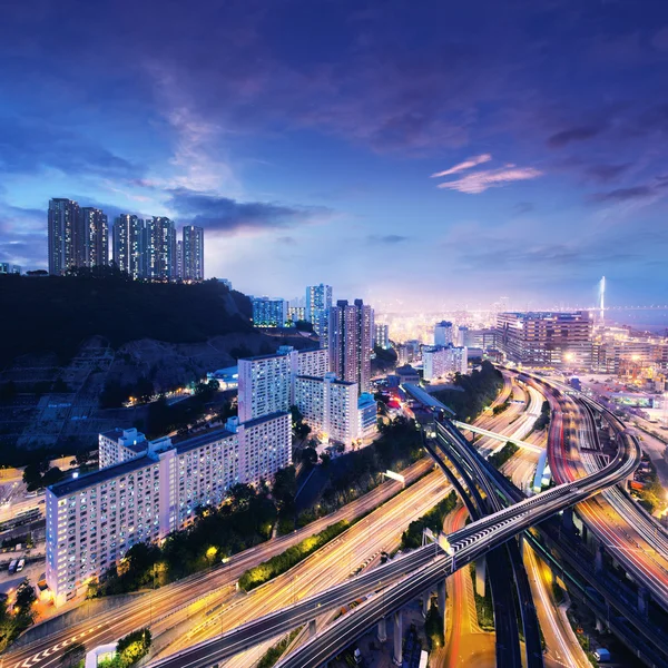 Cargo Terminal and highways at sunset — Stock Photo, Image