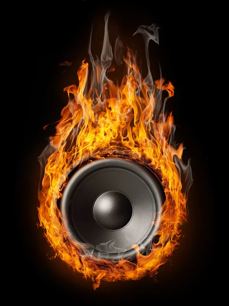 Alto-falante em chamas - fundo "estilo de música" — Fotografia de Stock