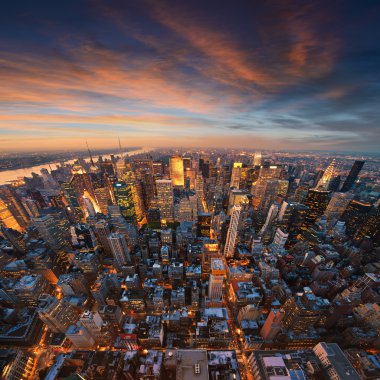 New York Şehri gün batımında ufuk çizgisi