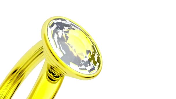 Goldener Ring mit großem Diamanten — Stockvideo