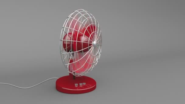 Červený elektrický ventilátor — Stock video