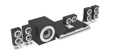 Audio-video player with speakers clipart