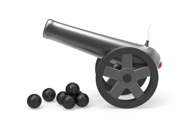 Cannon with black bombs — Stock Photo, Image