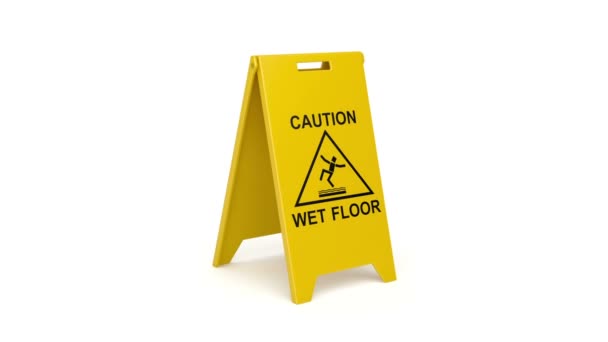 Wet floor sign — Stock Video