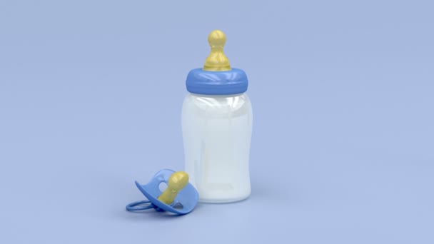 Milk bottle and pacifier — Stock Video