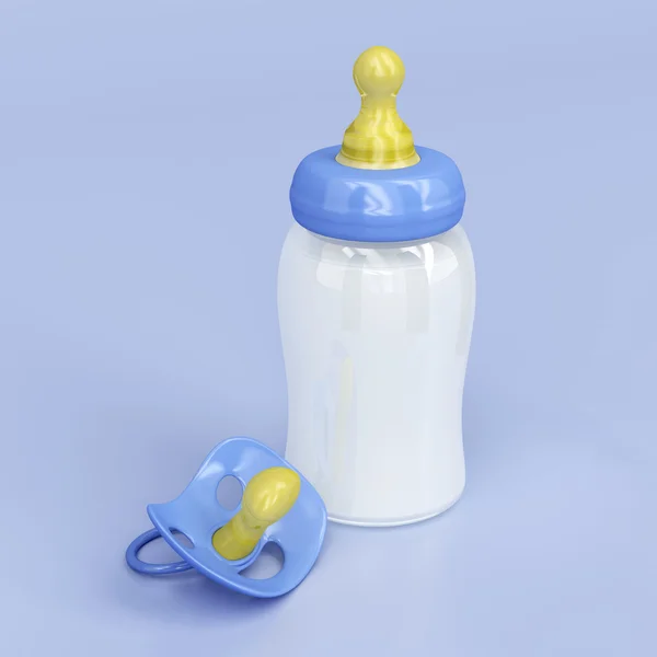 Mleko butelki i smoczka — Zdjęcie stockowe