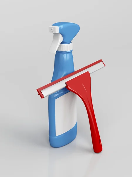 Squeegee and spray bottle — Stock Photo, Image