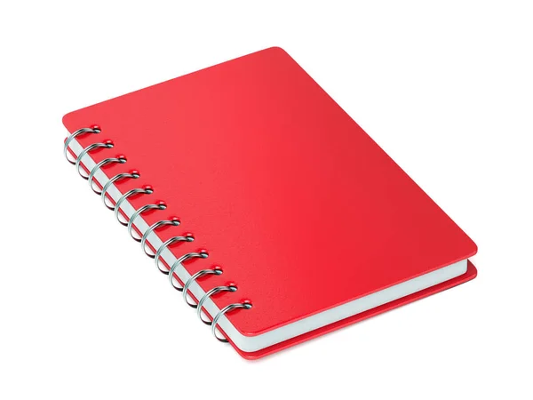 Cuaderno Espiral Rojo Sobre Fondo Blanco —  Fotos de Stock