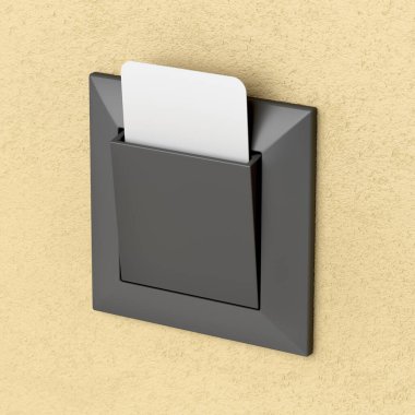 Otel odasındaki duvarda kart okuyucu var.