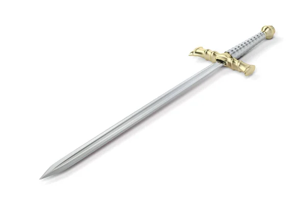 Épée Médiévale Sur Fond Blanc — Photo