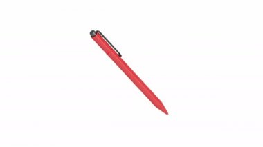 Beyaz arkaplanda kırmızı plastik kalem