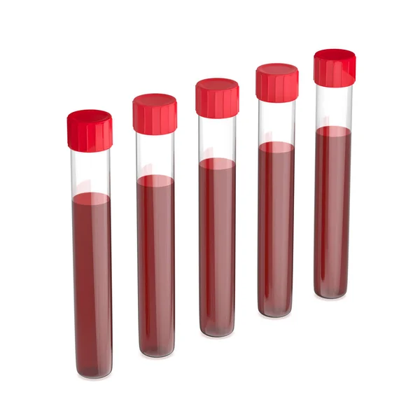 Test Tubes Blood White Background — Stock Photo, Image
