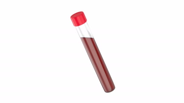 白い背景上の血と試験管 — ストック動画