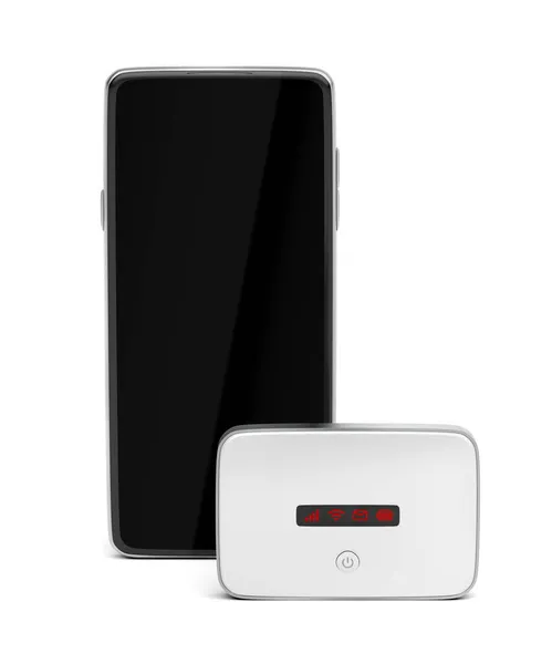 Roteador Wifi Móvel Smartphone Fundo Branco — Fotografia de Stock