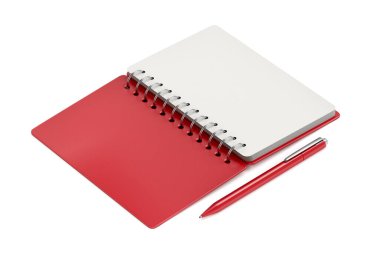 Beyaz arkaplanda boş defter ve kalem