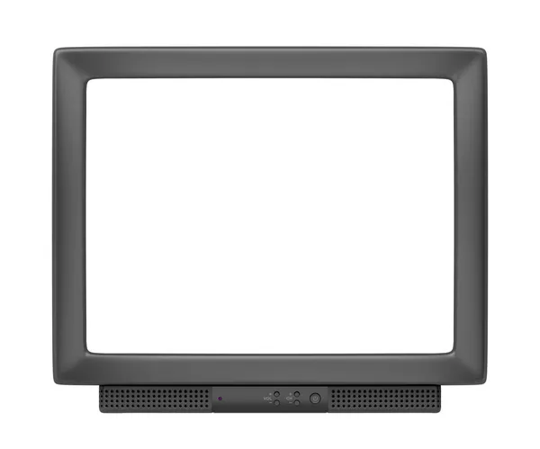Crt Empty Screen Isolated White Background Front View — Stock Photo, Image