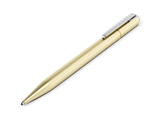Gold Pen White Background — Stock Photo, Image