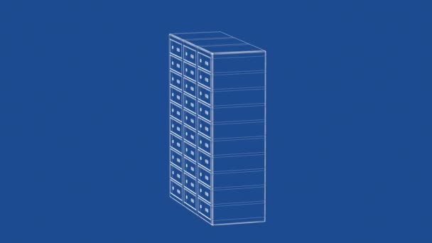 Wire Frame Model Bank Safety Lockers Cabinet — 图库视频影像