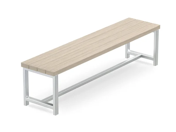 Outdoor Wood Bench White Background — Zdjęcie stockowe