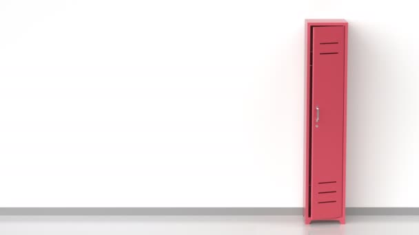 Empty Red Metal Locker Room — Video Stock