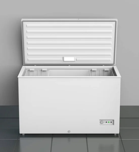 Empty White Deep Freezer Kitchen — Stock Photo, Image