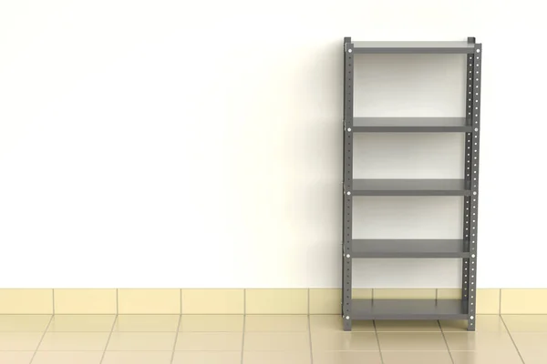 Empty Metal Shelf Storage Room — Stock Photo, Image