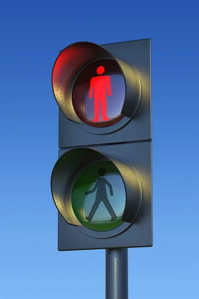 Piros Lámpánál Gyalogosok Számára — Stock Fotó