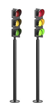 trafik ışıkları beyaz zemin üzerine izole