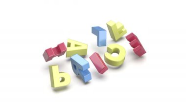 Renkli harflerle yarı fiyatına tanıtım animasyonu