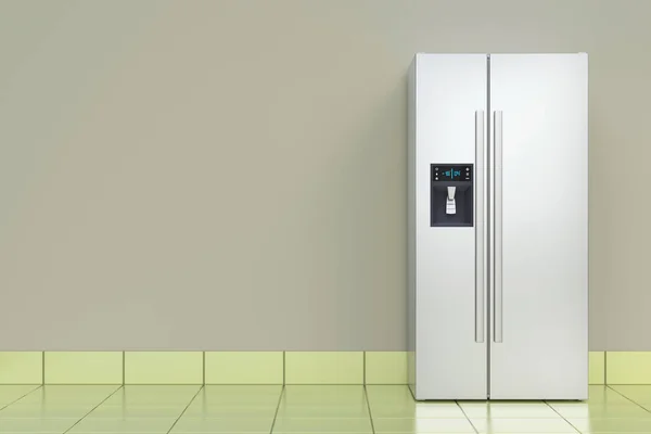 Silver Side Side Ψυγείο Στην Κουζίνα — Φωτογραφία Αρχείου