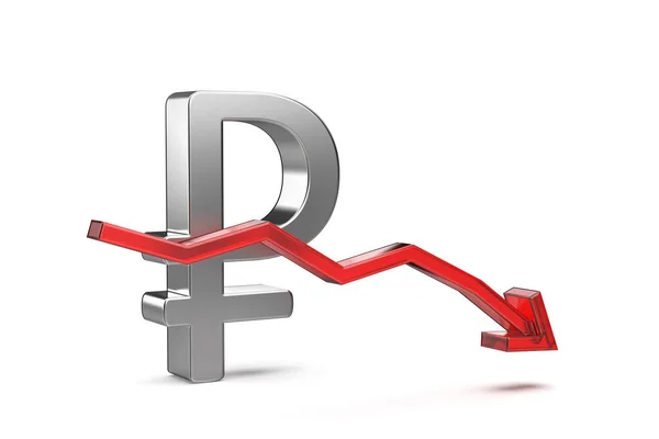 Decreasing Value Russian Ruble Currency Concept Image — Stock Photo, Image